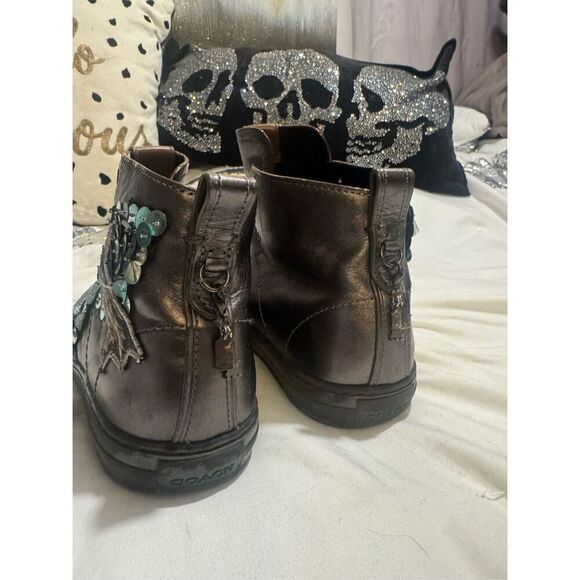 Coach C216 sequin shooting stars space rocket  stars leather sneakers 10 womens - Picture 3 of 9